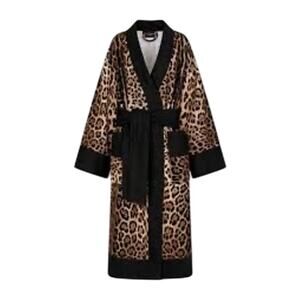 Dolce & Gabbana NWT Terry Cotton Bath Robe in Leopard Print Size M